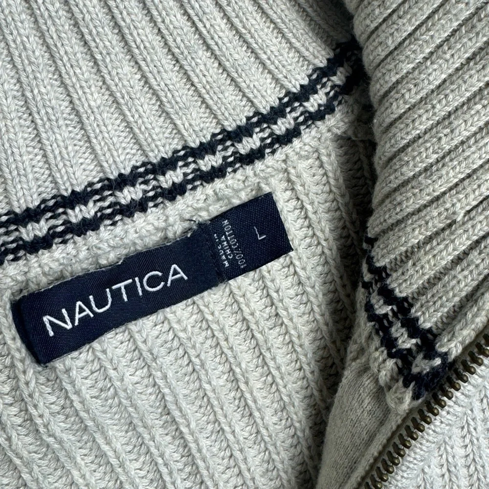 Nautica Men's Khaki Gray 1/4‎ Zip Sweater 90’s VTG